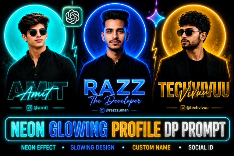 Neon Glowing Profile Picture Editing Prompt DP