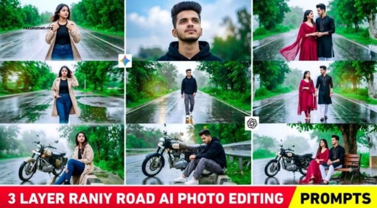 Viral 3-Layer Rainy Road AI Editing Prompts for Boys, Girls & Couples Viral 3-Layer Rainy Road AI Editing Prompts for
